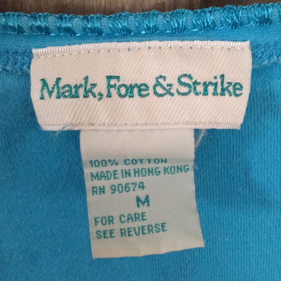 Mark, Fore & Strike Tops Terrific Turquoise Blue Color Short Sleeve